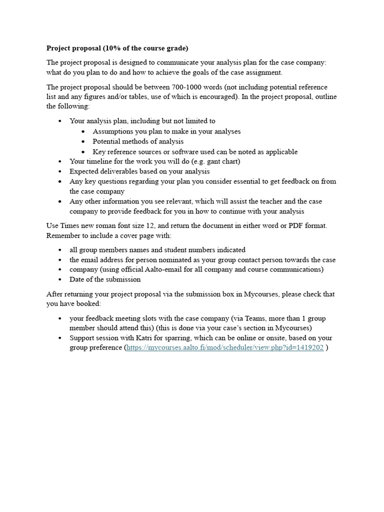 Instructions For Project Proposal | PDF