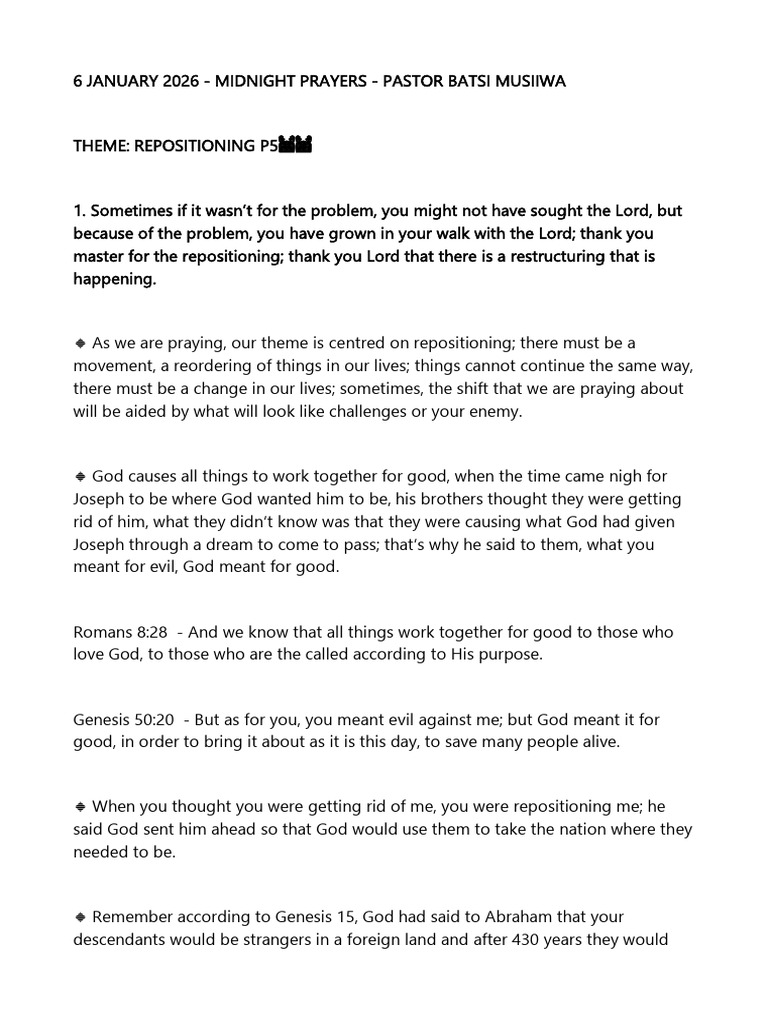 6 January 2026 - Midnight Prayers | PDF | Salvation | Jesus