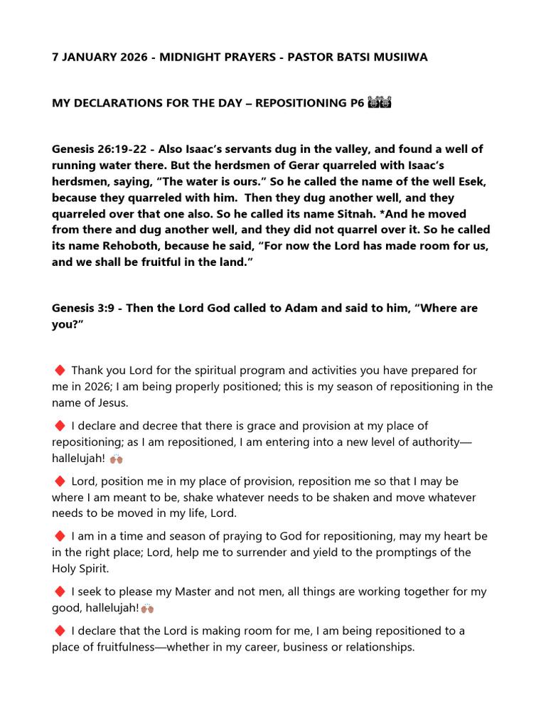 7 January 2026 - My Declarations For The Day | PDF | Theology ...