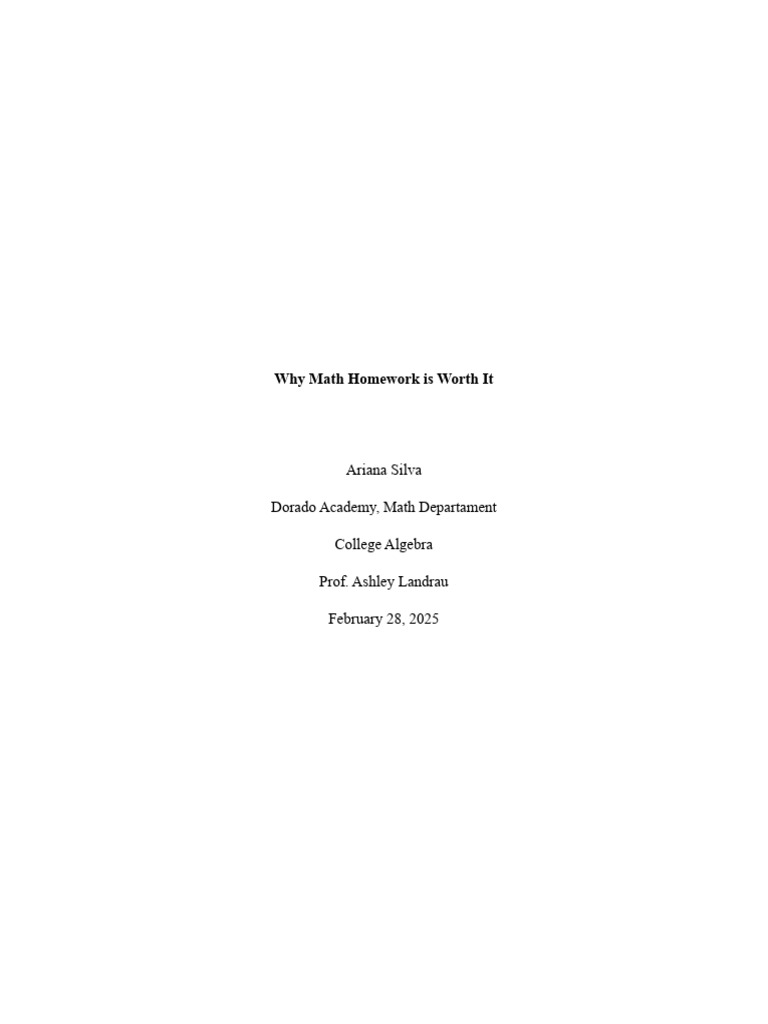 Argumentative Essay Silva | PDF | Homework | Mathematics