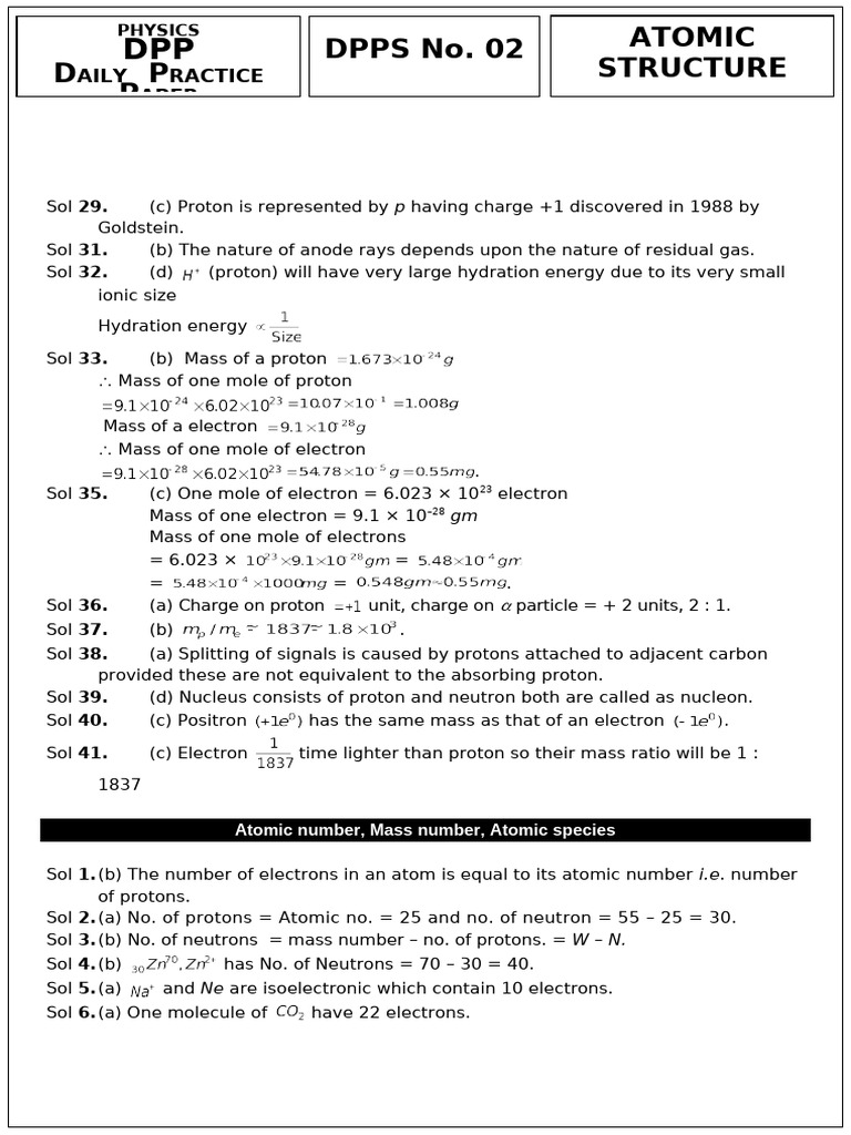 Atomic Structure-SOLUTION | PDF | Atomic Orbital | Electron Configuration