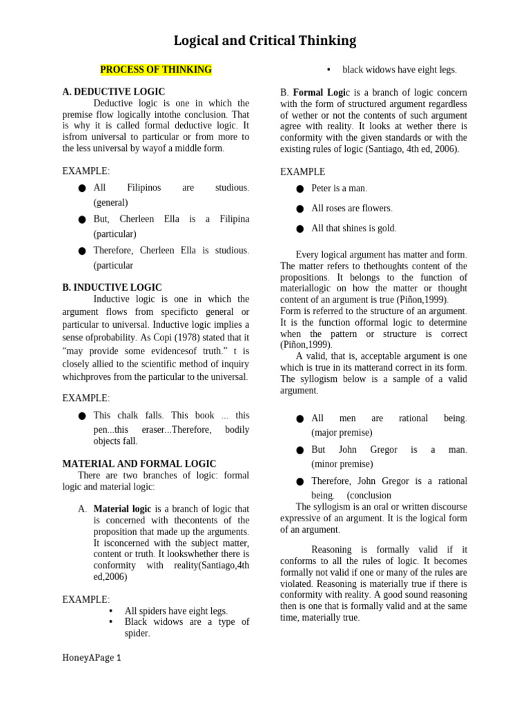 Logical & Critical Thinking | PDF | Logic | Argument