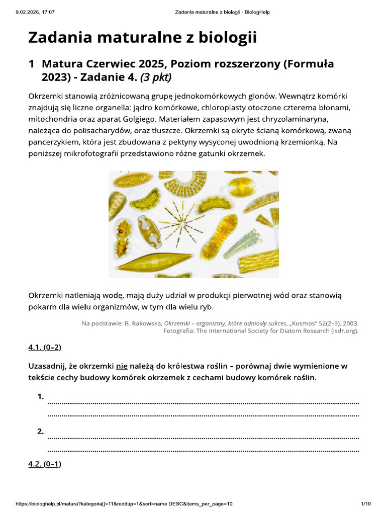 Zadania Maturalne Protisty | PDF
