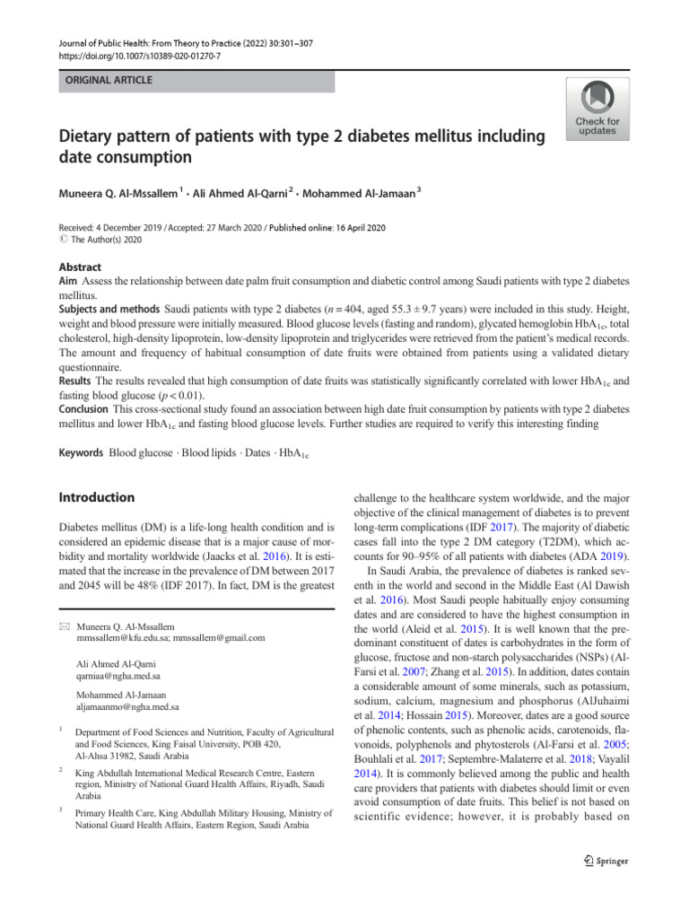 Dietary Pattern of Patients With Type 2 Diabetes Mellitus 58ecqeyl4o ...