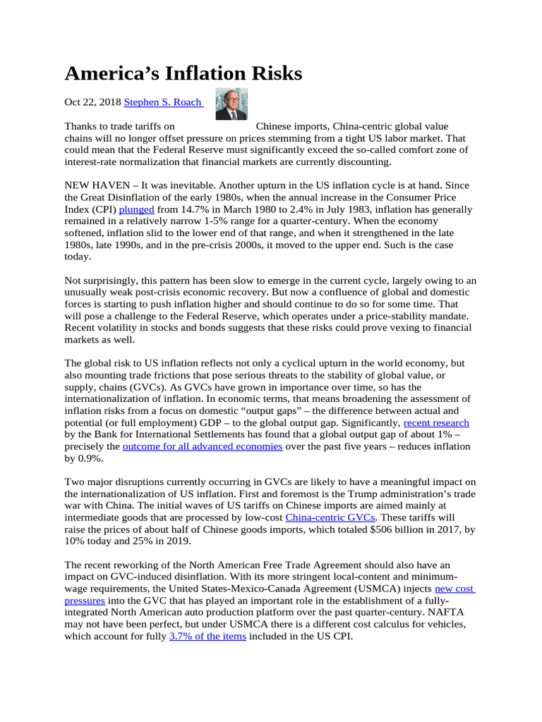 America's Inflation Risks | PDF | Inflation | Unemployment