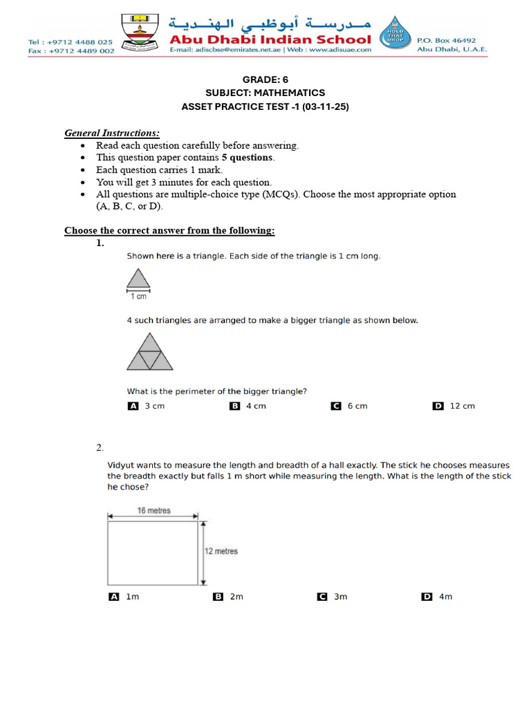 GR 6 Math Asset QN Bank 1 | PDF | Multiple Choice | Multiplication