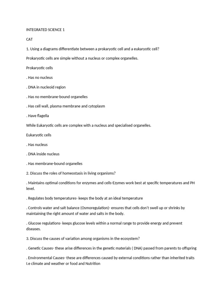 Integrated Science 1 Cat-wps Office | PDF | Cell (Biology) | Prokaryote