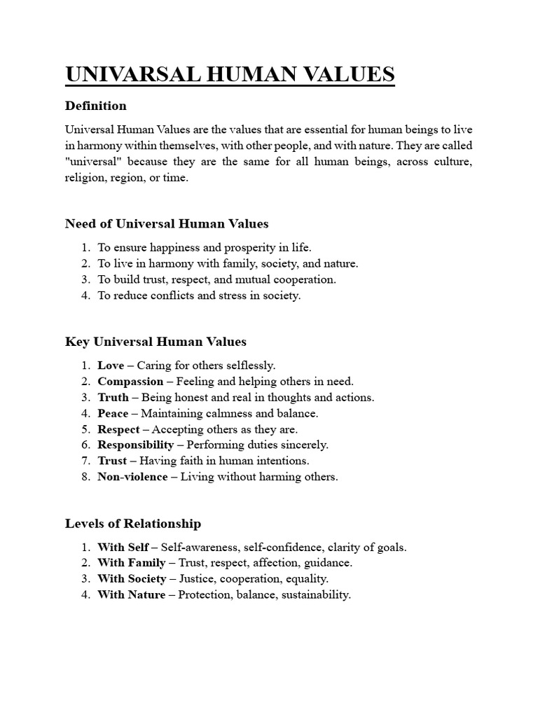 Unit 1 notes UHV II | PDF | Happiness | Well Being