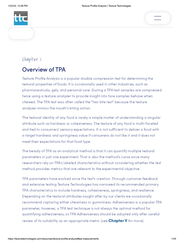 Texture Profile Analysis (TPA) _ Texture Technologies | PDF ...