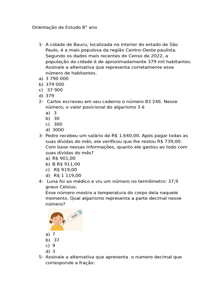 Orientação de Estudo 8 Ano | PDF