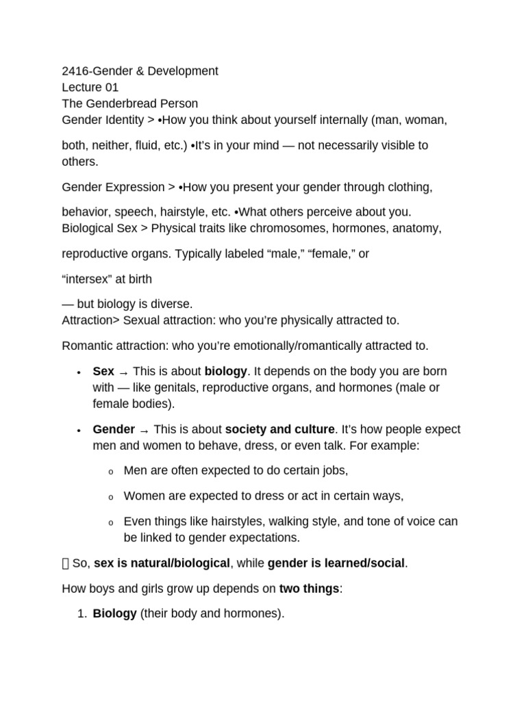 Gender and Development Lecture 01 | PDF | Gender | Gender Studies