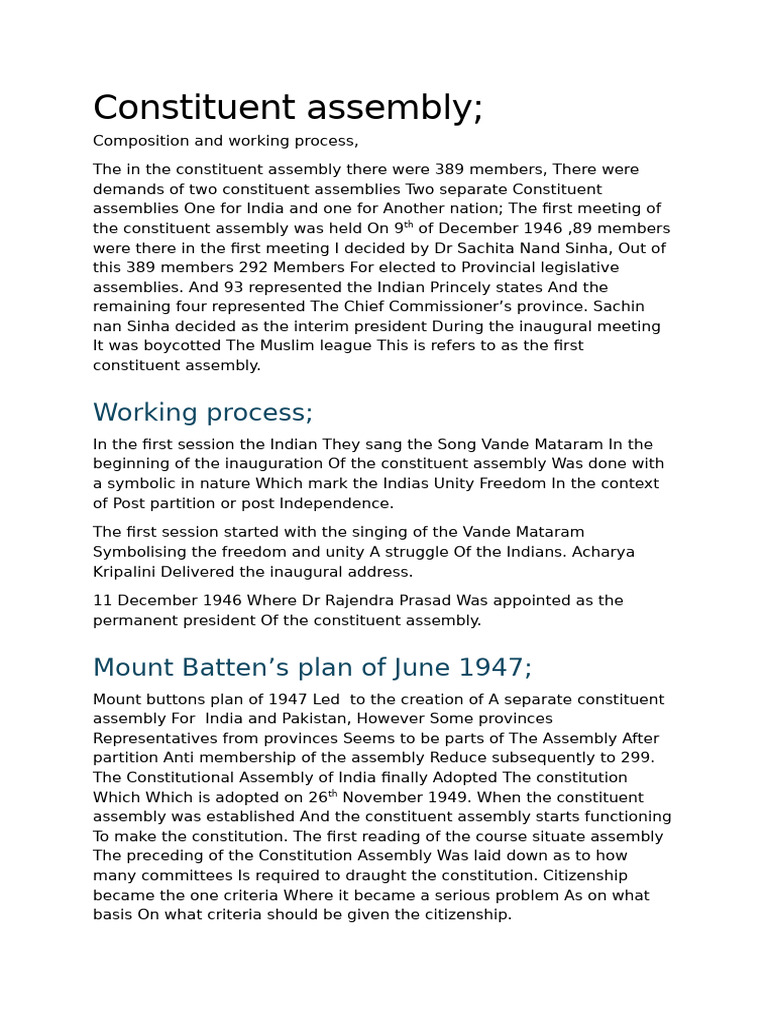 The Constituent Assembly-2nd Lesson . | PDF | Government | Legal Documents