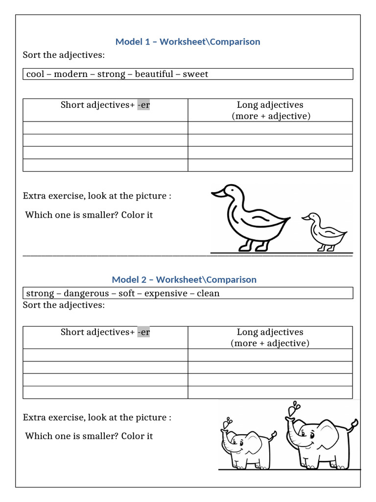 Comparatives Worksheet | PDF