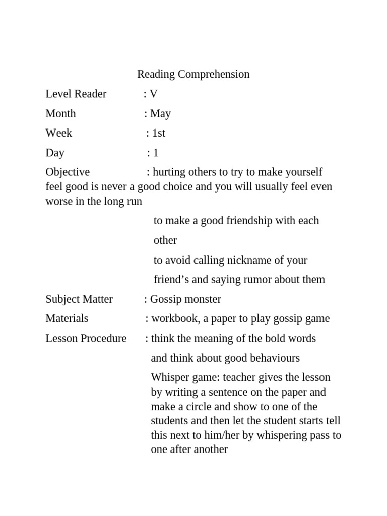 Reading Comprehension | PDF