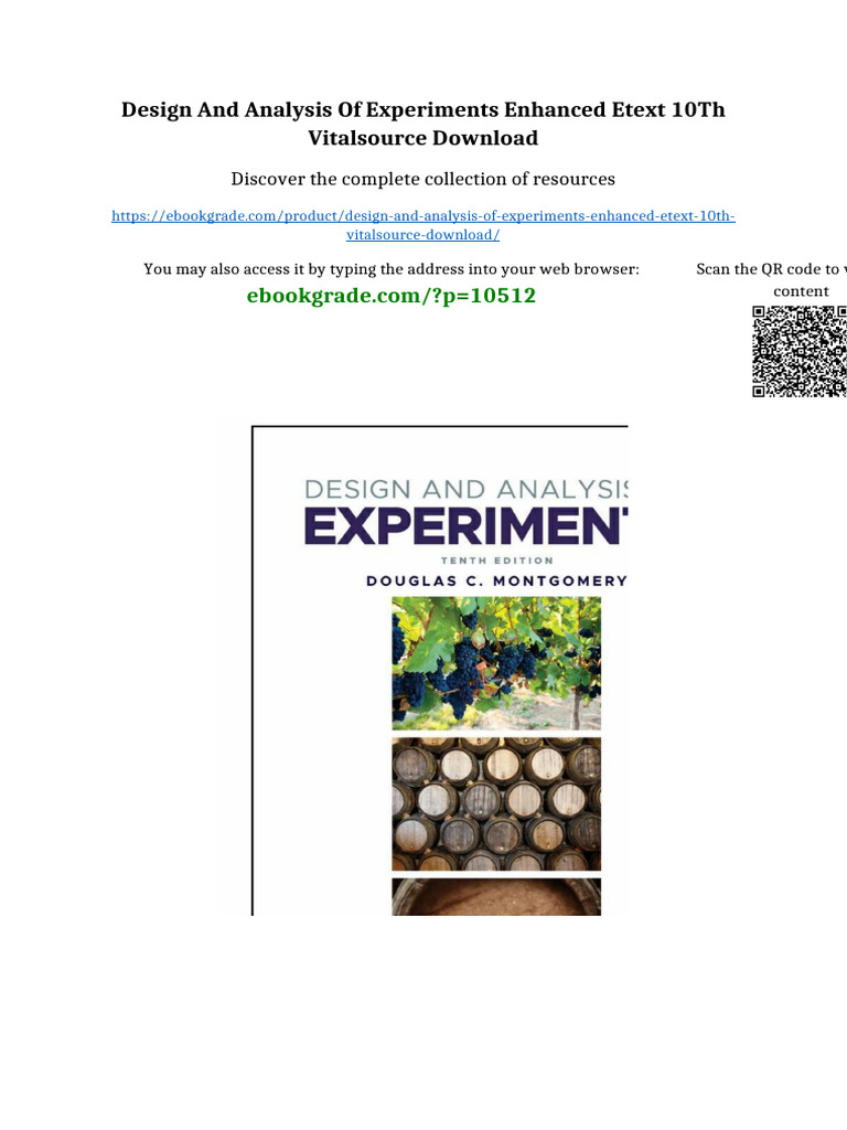 Design and Analysis of Experiments Enhanced eText 10th Vitalsource ...