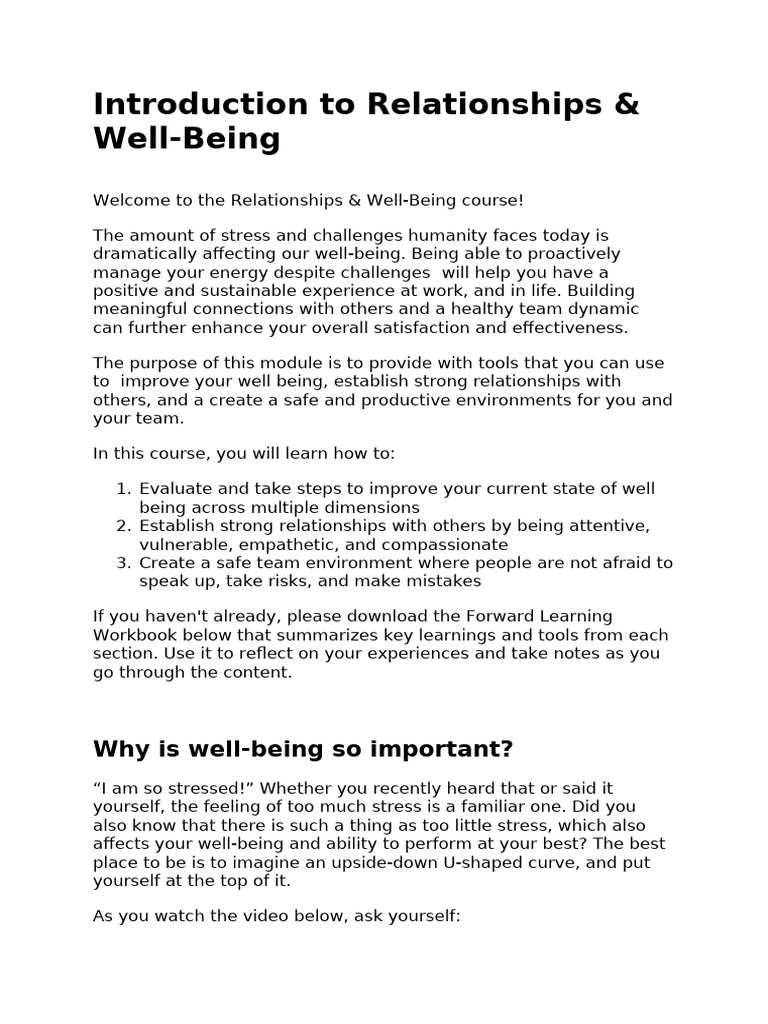 Relationships and Well Being Course | PDF | Empathy | Habits