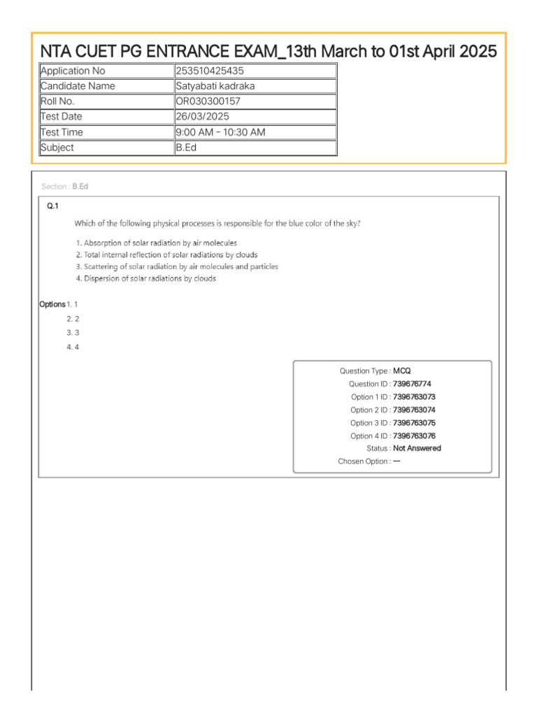 CUET Questions 2025 | PDF | Multiple Choice | Tests