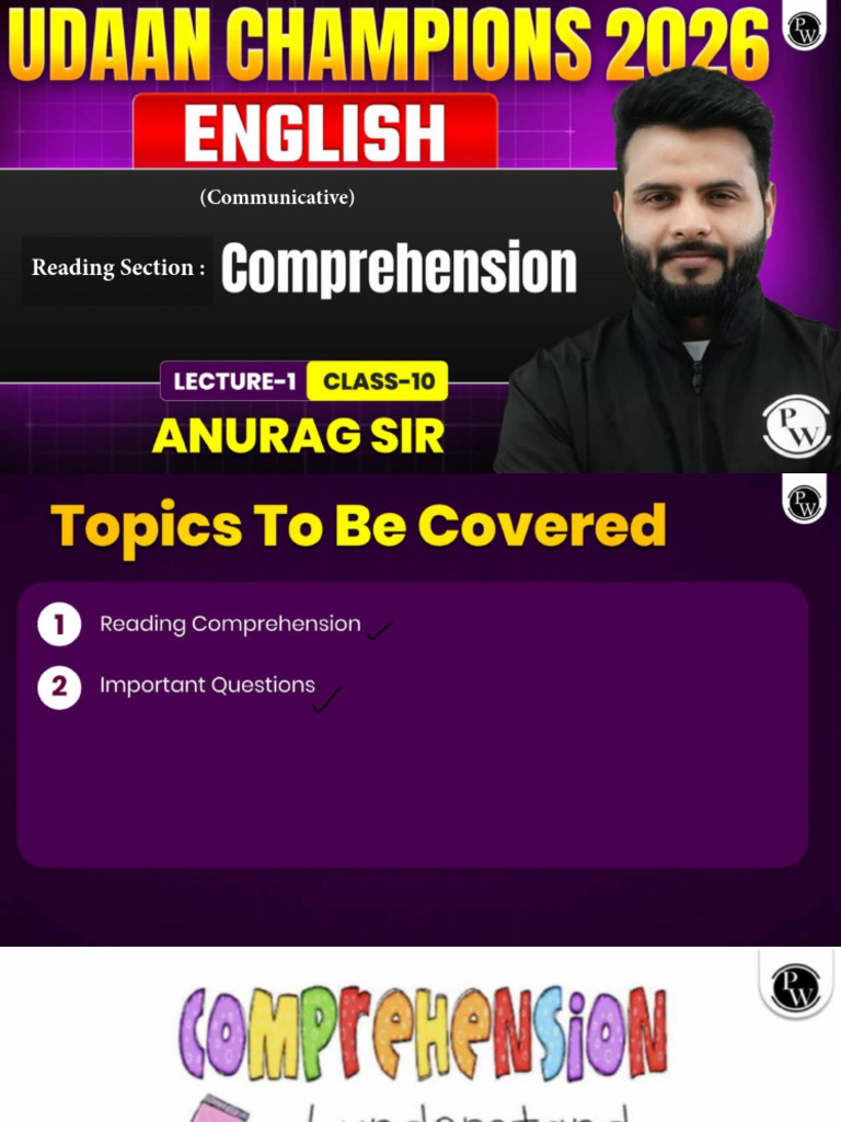 Reading Section 01 - Comprehension - Class Notes | PDF