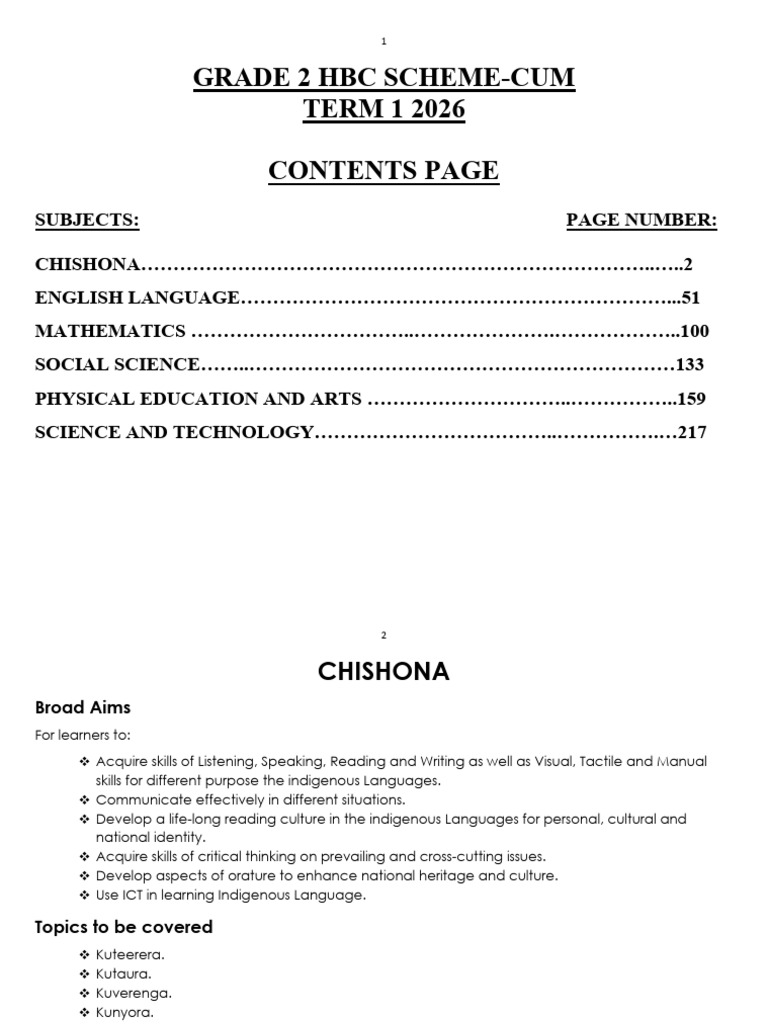 Detailed Grade 2 HBC Scheme Cum t1 2026 | PDF | Learning | English Language