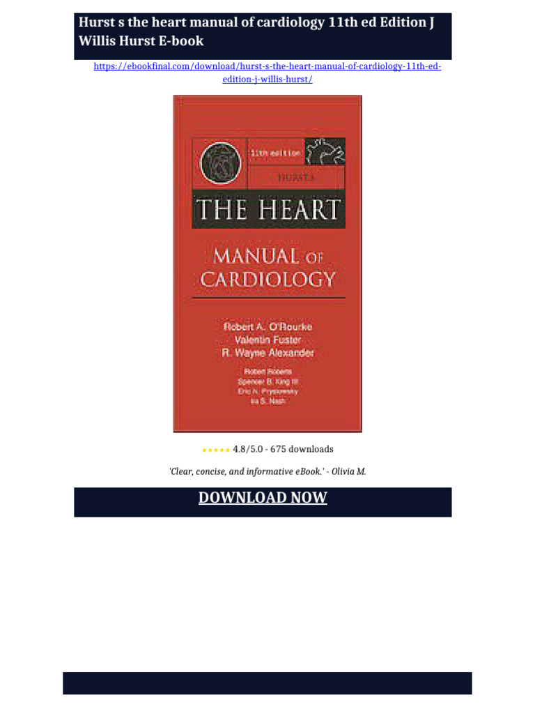 Hurst S The Heart Manual of Cardiology 11th Ed Edition J Willis Hurst ...