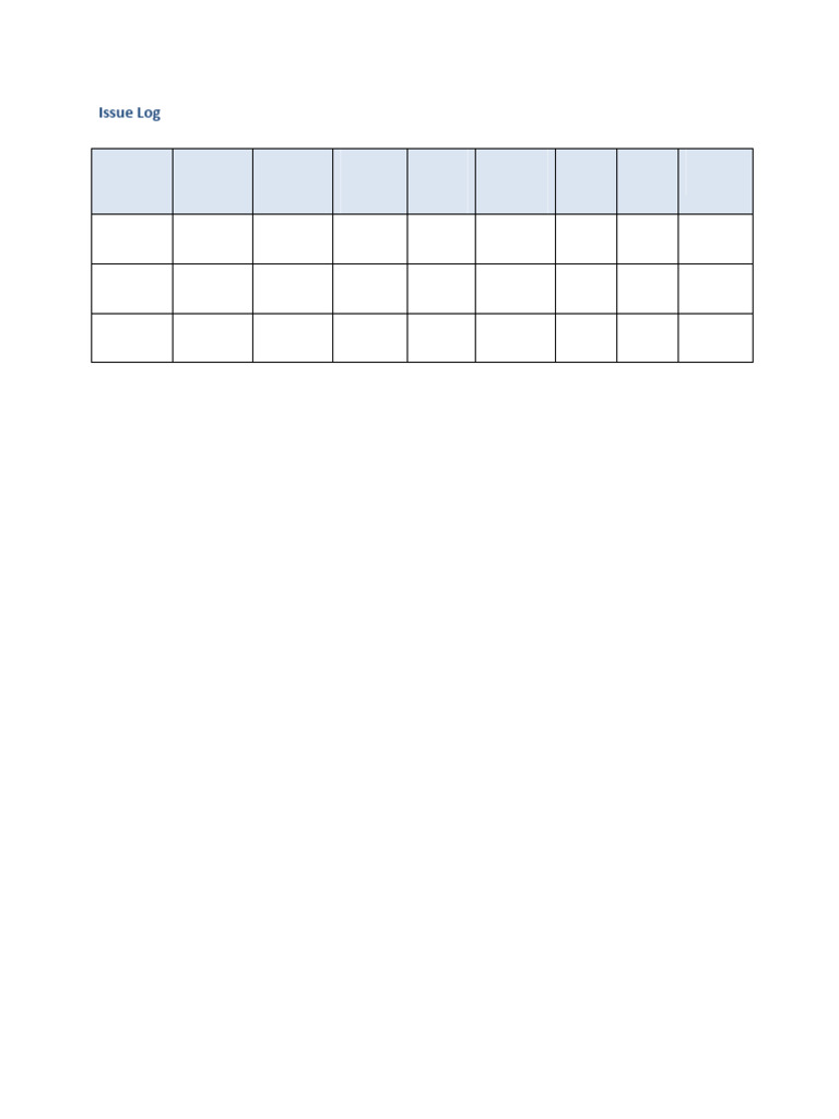 Issue Log | PDF