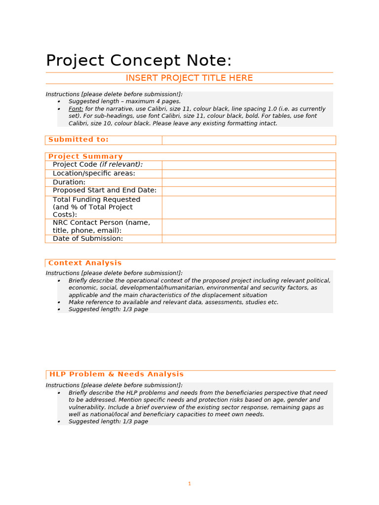 Project Concept Note Template | PDF