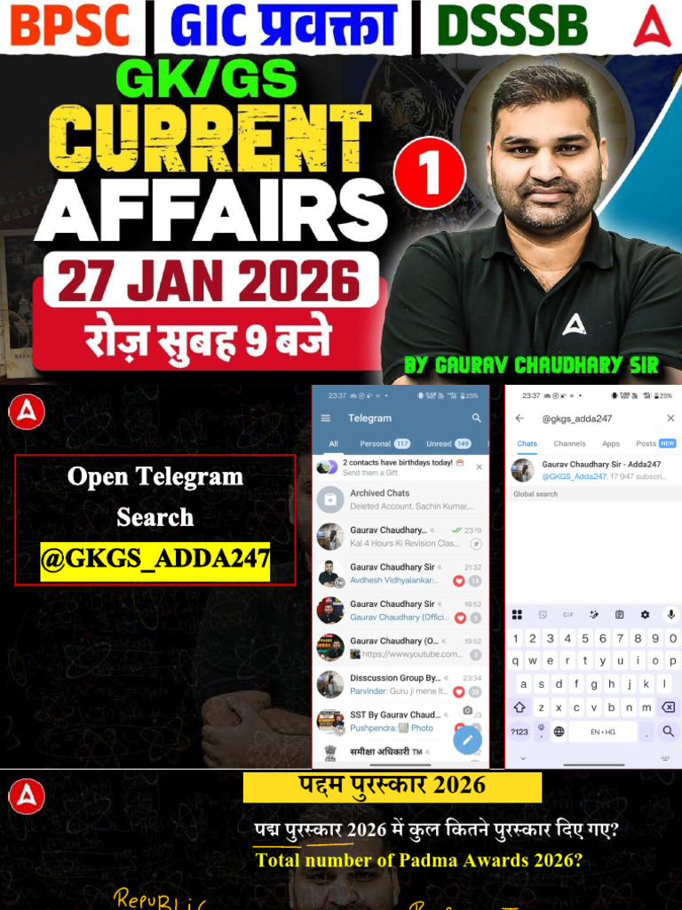 27 Jan 2026 Current Affairs GS | PDF