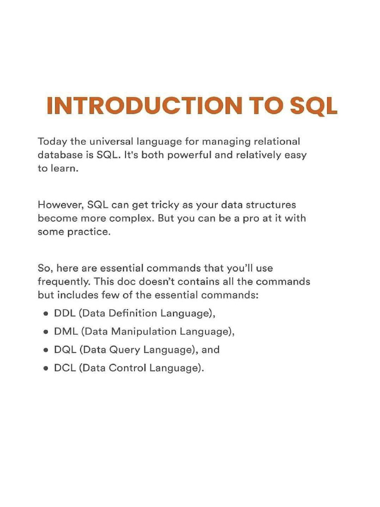 Intro To - SQL Commands | PDF