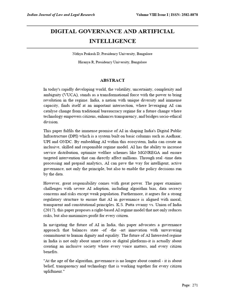 Digital Governance and Artificial Intelligence | PDF | Artificial ...