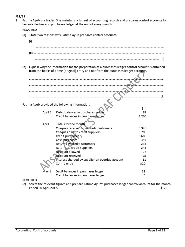 Control Accounts | PDF | Debits And Credits | Accounts Payable