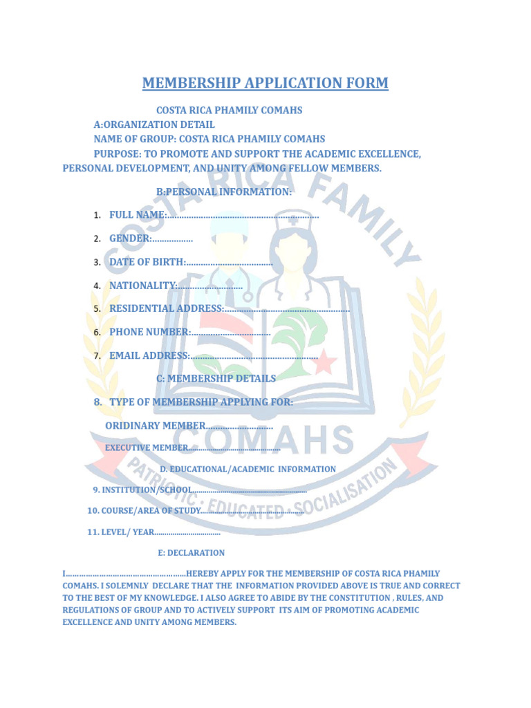 Costa Rica Form | PDF