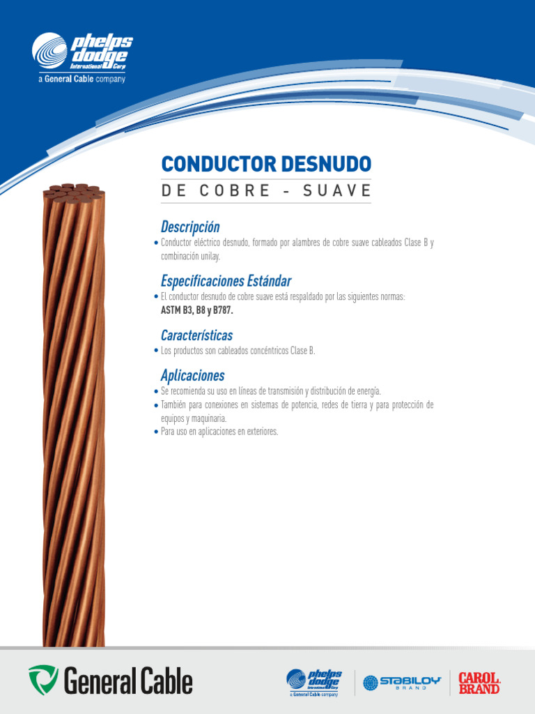Cable 4.0 Cobre Desnudo GC - Ficha Tecnica Desnudo-Prysmian | PDF