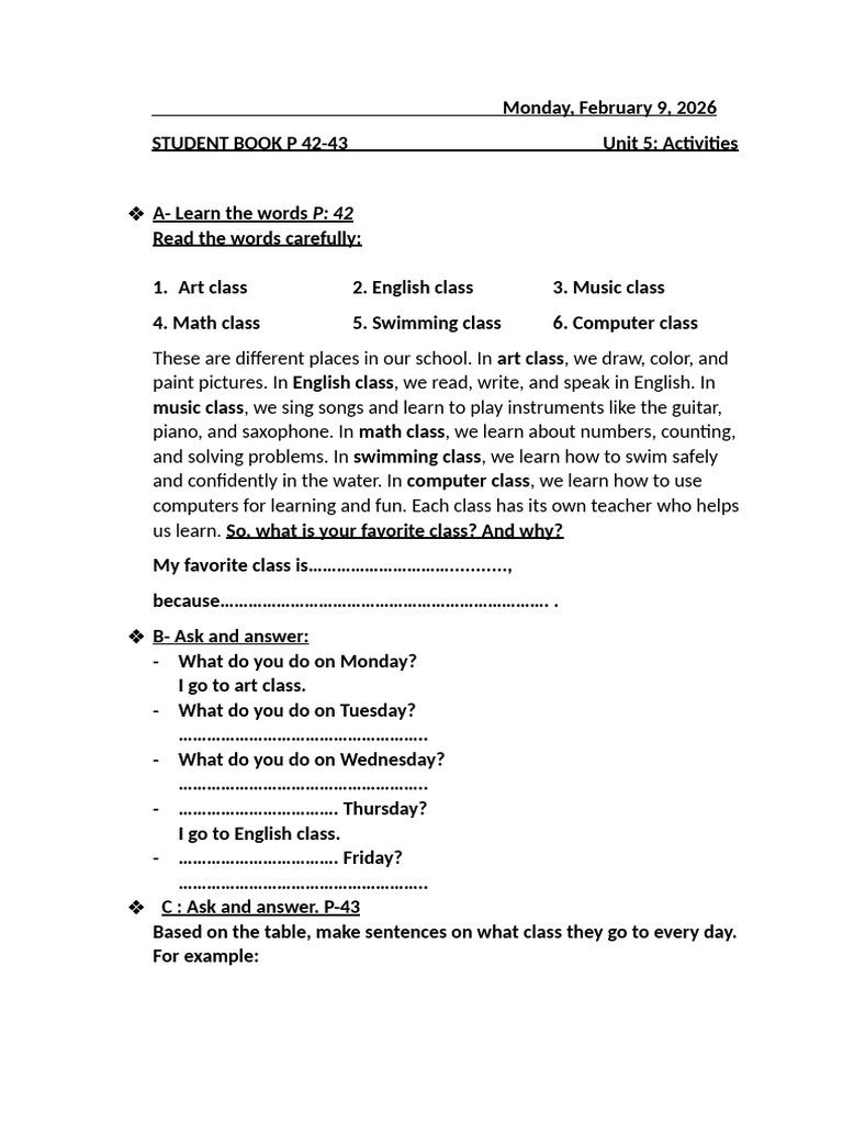 1770628032_0098374_Monday_Lesson_exercises_3rd | PDF