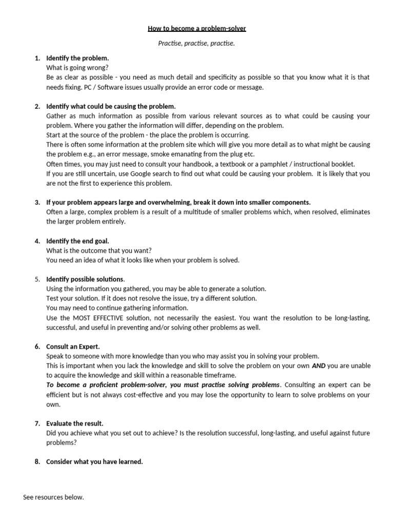 Becoming A Problem Solver | PDF | Information | Expert