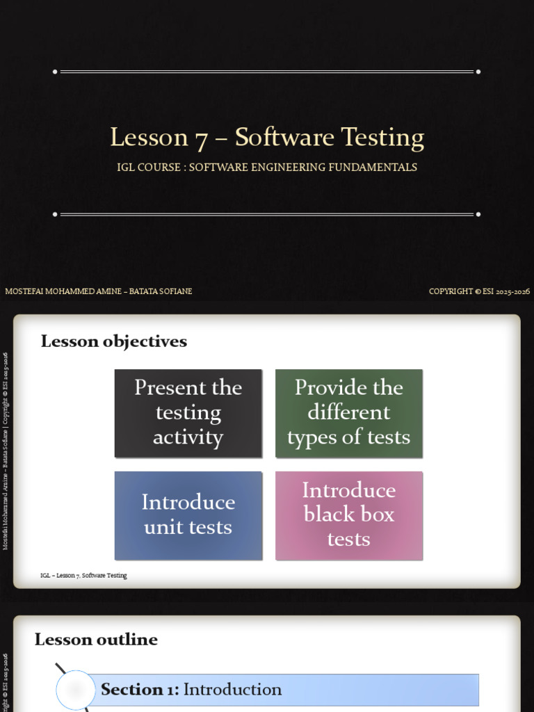 Lesson 7 - Software Testing 2025-2026 | PDF | Software Testing | Software