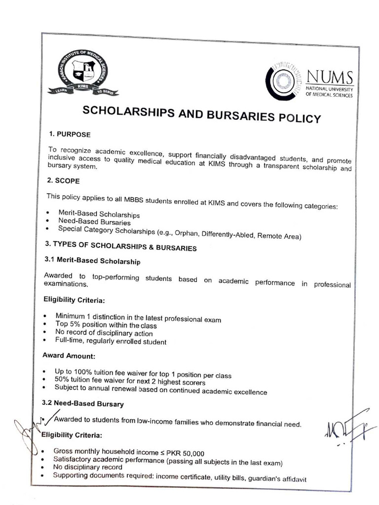 Scholarship and Bursaries | PDF | Scholarship