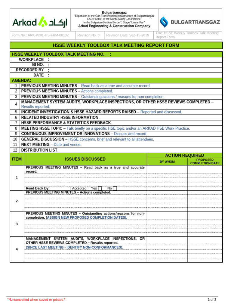 Ark-p201-Hs-pro-00132_hsse Weekly Toolbox Talk Meeting Report Form ...