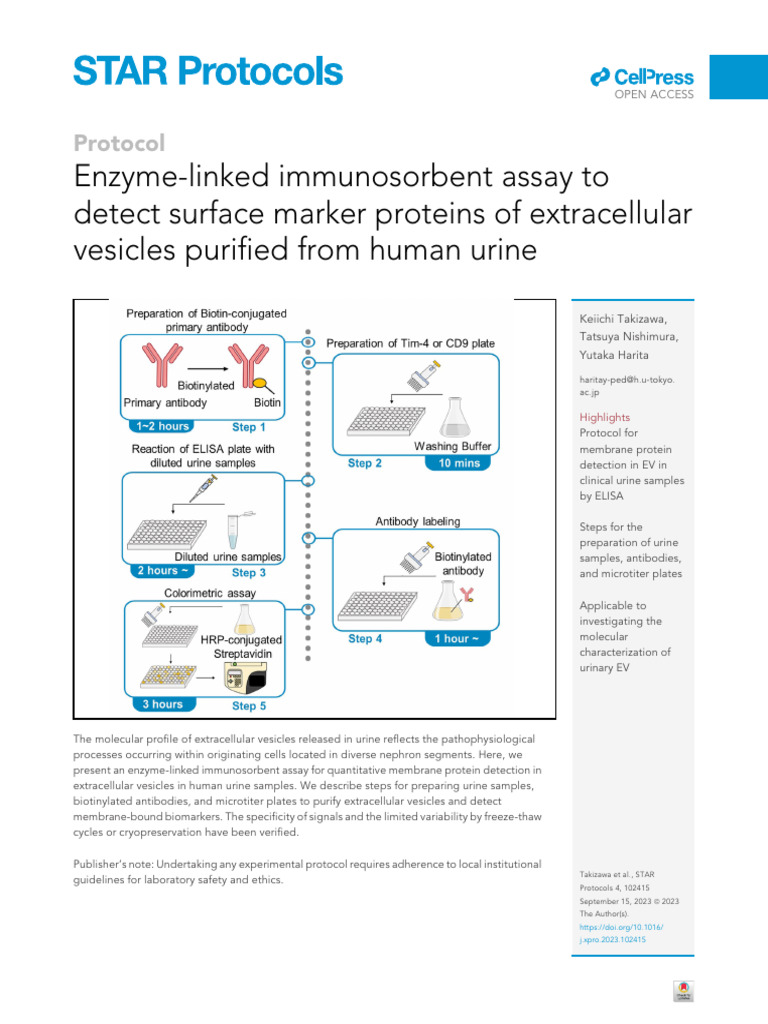 Enzyme Linked Immunosorbent Assay to Detect Surface Marker Prot 2023 ...