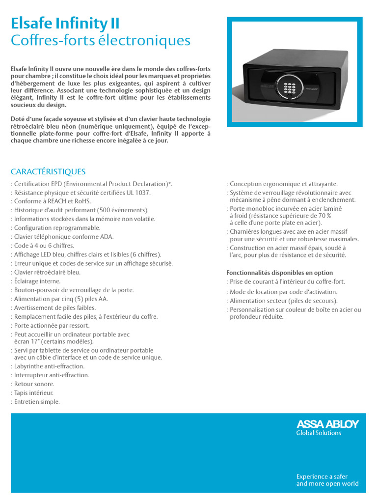 Elsafe Infinity II Product Sheet Francais | PDF | Ordinateur portable ...