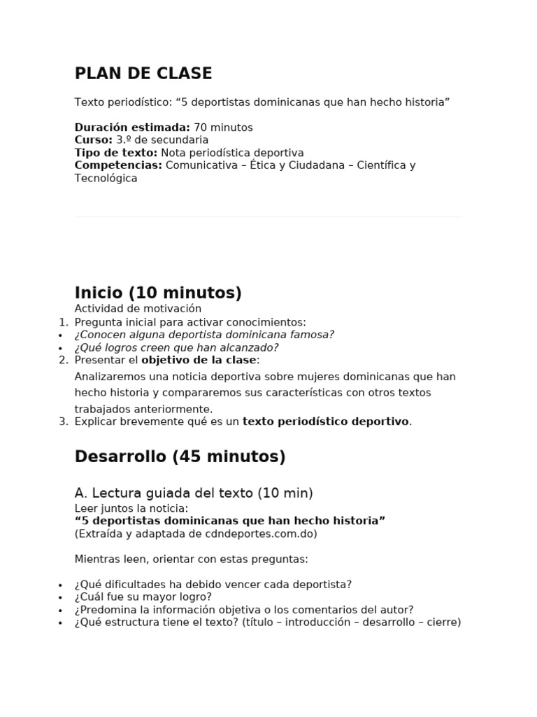 Plan de Clase | PDF | Comunicación humana