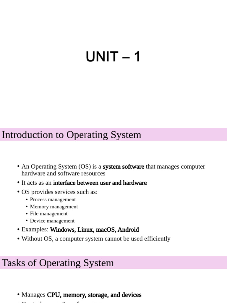Unit 1 | PDF | Operating System | Central Processing Unit