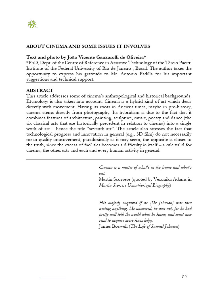 About Cinema I | PDF