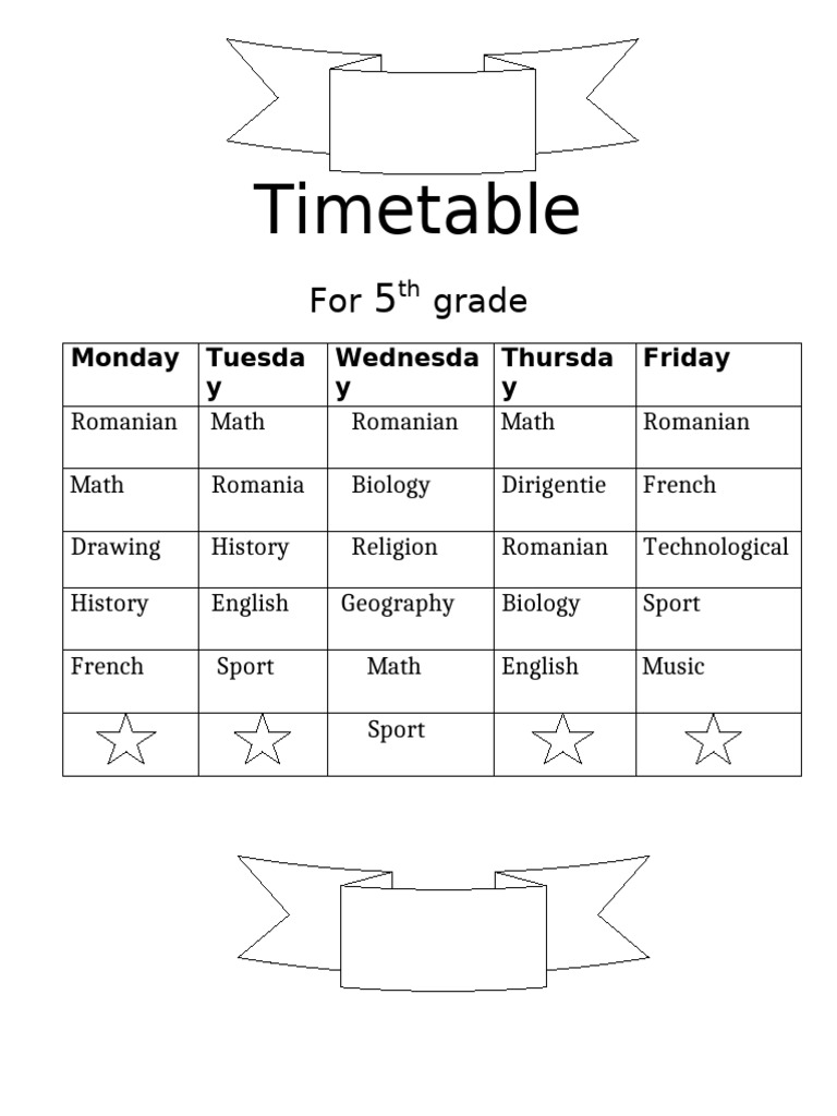 Timetable 5th Grade | PDF