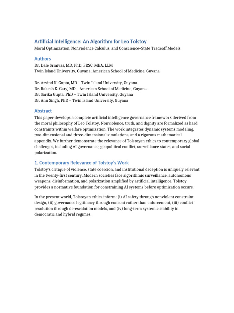 Artificial Intelligence Algorithm For Leo Tolstoy ULTIMATE Elsevier ...