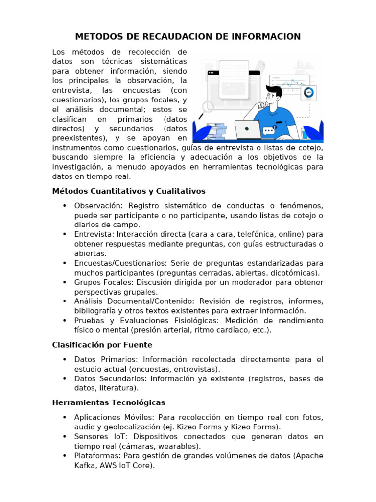 Metodos de Recaudacion de Informacion | PDF | Datos | Metodología de ...