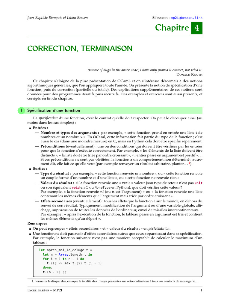 Chapitre 4 - Correction Et Terminaison - Octobre 2025 | PDF | Structure ...