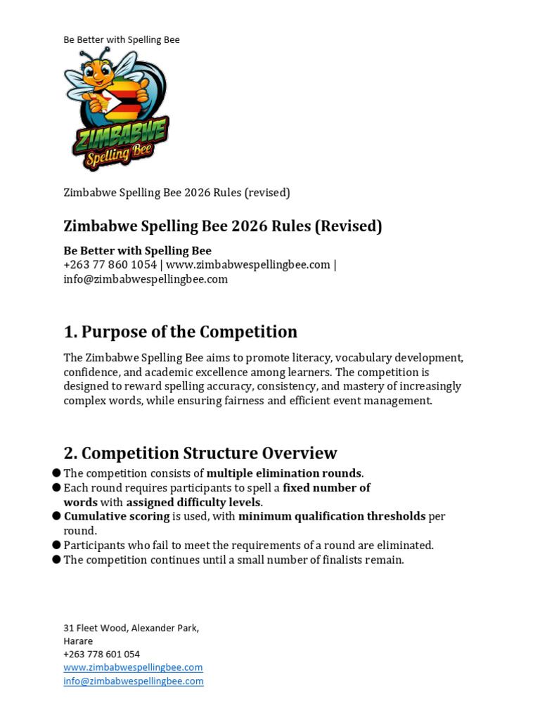 2026 Revised Spelling Bee Rules | PDF