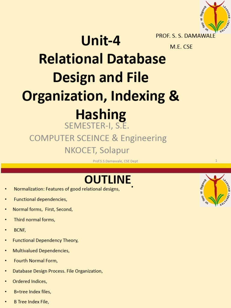 Unit-4 Relational Database Design and File Organization - Indexing ...