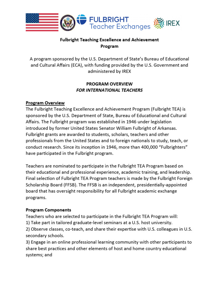 Fulbright TEA Program Information Sheet | PDF