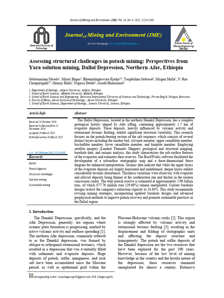 Dalol potash deposite | PDF | Rift | Geology